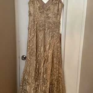 dress is size 14  has some beads, color is Latte